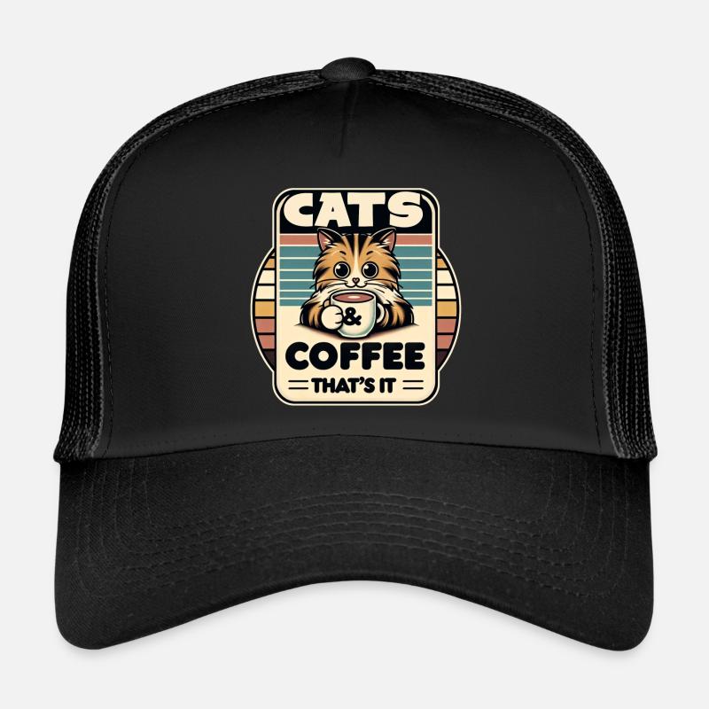 Le chat et le café sont tout ce dont j’ai besoin Casquette trucker 