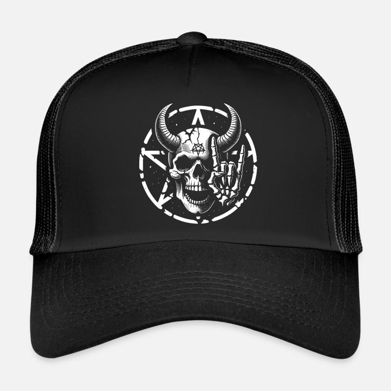 Skull mit Hörnern Pentagramm macht devil horns Trucker Cap