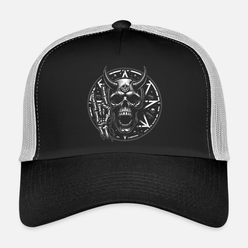 Skull mit Hörnern Pentagramm macht devil horns Trucker Cap
