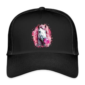 Horse,Graffiti,illustration,Bubble gum - Trucker Cap - black/black - Front
