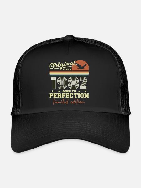 Original 1982 cadeau anniversaire 1945 rétro 1982 - Casquette trucker  - noir/noir - Devant