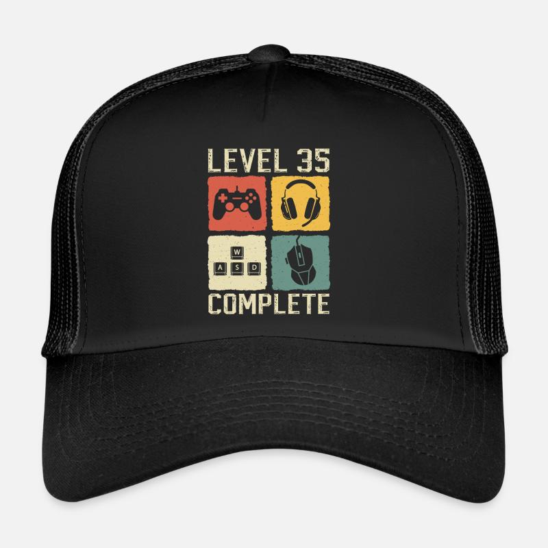 35. Geburtstag Level 35 Complete Gamer 35 Jahre - Trucker Cap - Schwarz/Schwarz