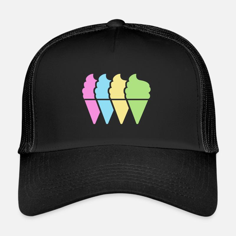 crème glacée molle dans la gaufre avec une glace sucrée Casquette trucker 