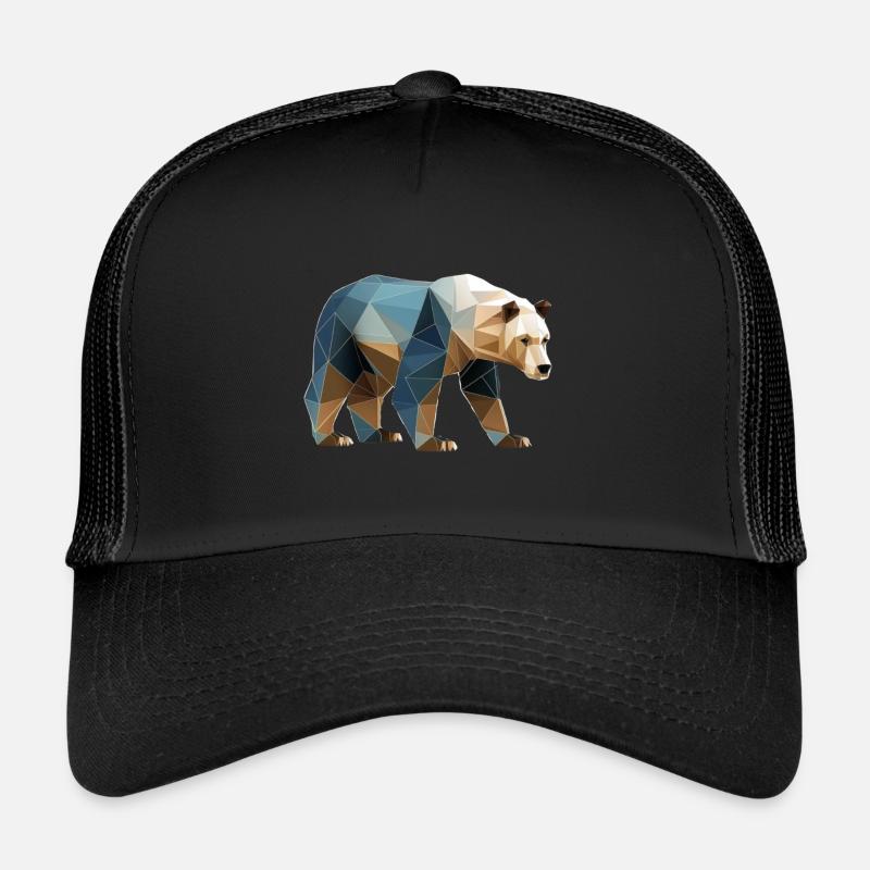 Geometric bear - Trucker Cap - black/black