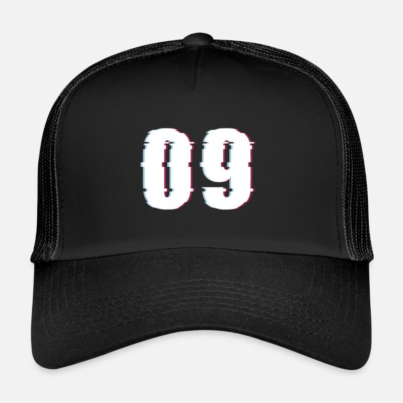 Nine 9 Number Effect Distorted Number Trucker Cap
