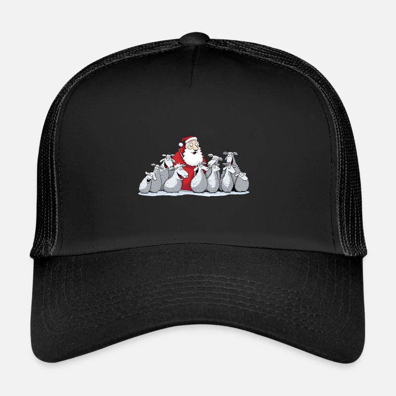 Singing Santa Claus with sheep - Trucker Cap - black/black