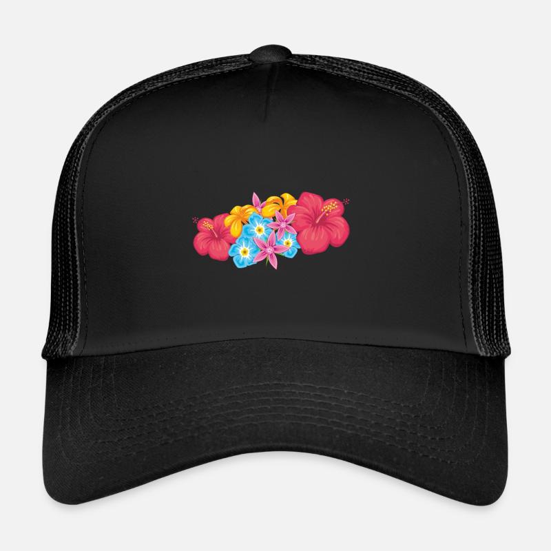 Blumen - Trucker Cap - Schwarz/Schwarz