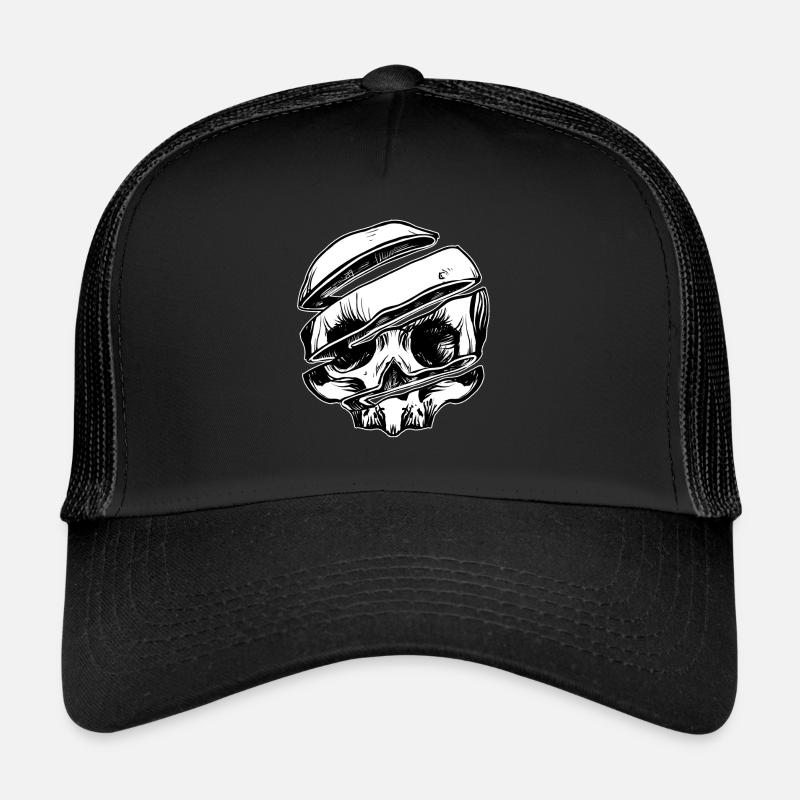 Schädel-Scheibe - Trucker Cap - Schwarz/Schwarz