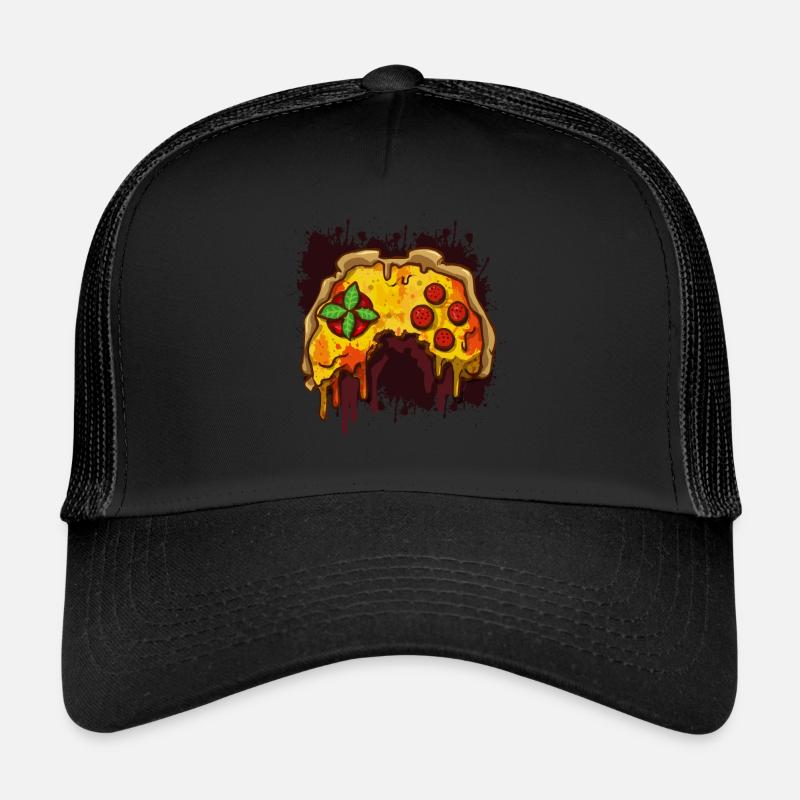 Pizza Gaming Controller Gamer - Trucker Cap - Schwarz/Schwarz