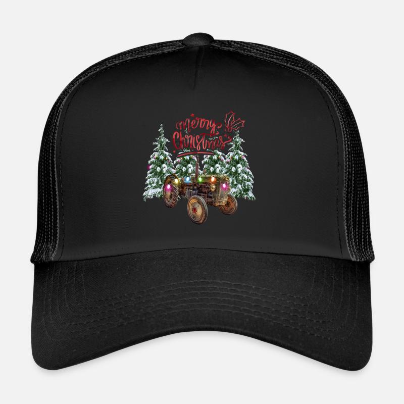 Weihnachtstraktor - Trucker Cap - Schwarz/Schwarz