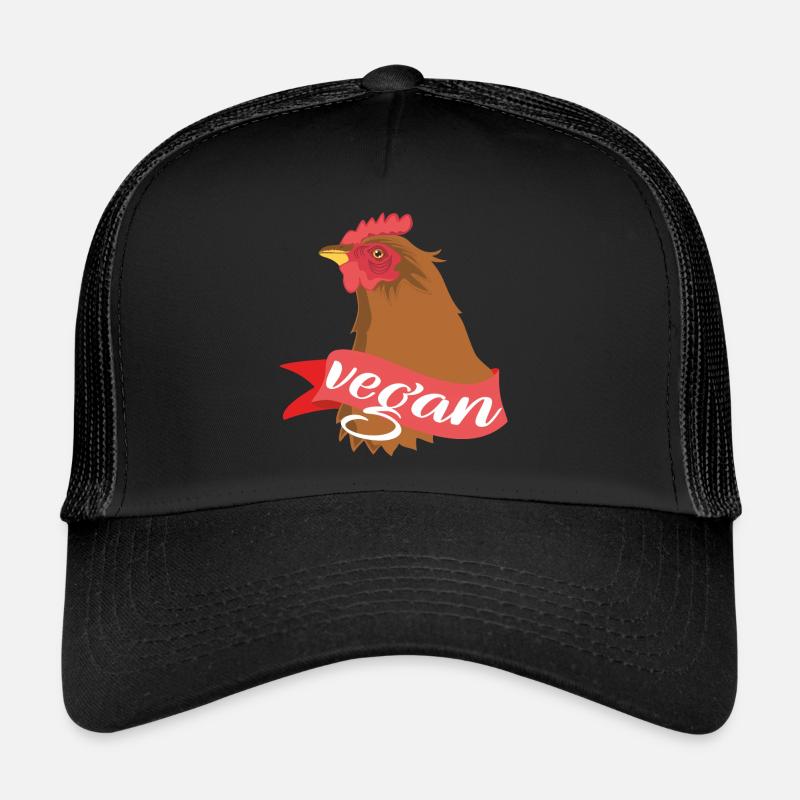 Poule végétalienne - Casquette trucker  - noir/noir