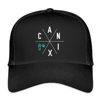 Canicross Geländelauf mit Hund Canicross Lauf - Trucker Cap - Schwarz/Schwarz - Vorne