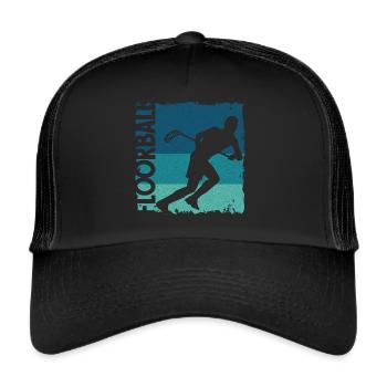 Floorball Unihockey Spieler Floorballspieler - Trucker Cap - Schwarz/Schwarz - Vorne