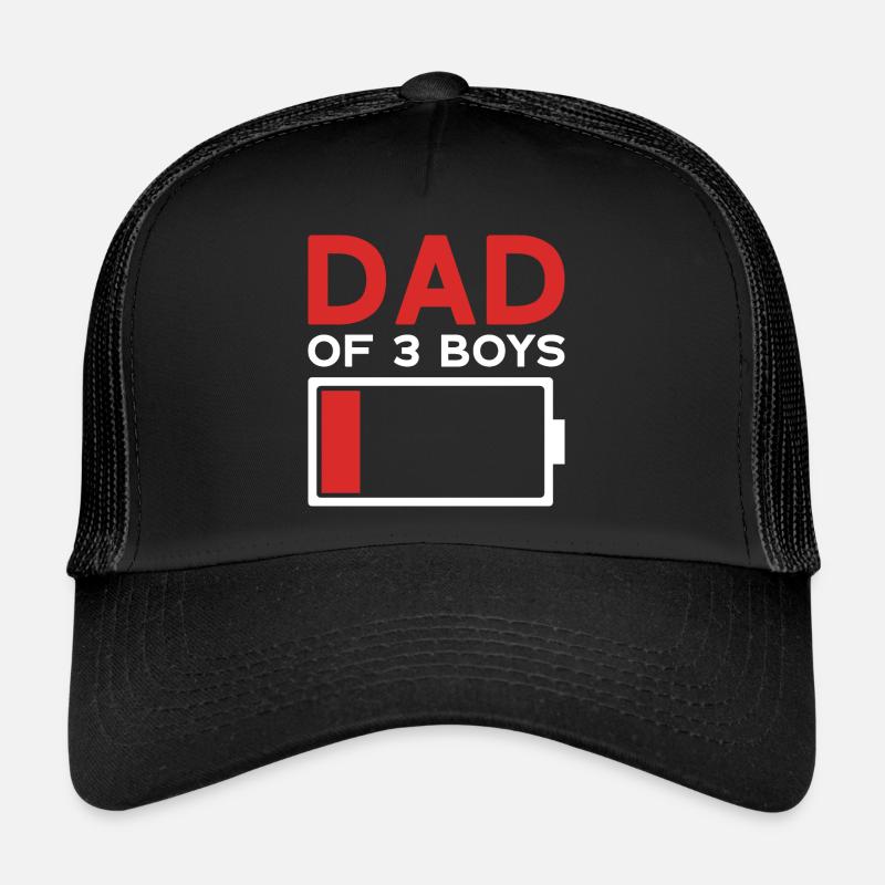 DAD OF 3 BOYS - Trucker Cap - Schwarz/Schwarz