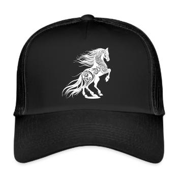Cheval, Équitation, Style de tatouage tribal, Fan de nature animale - Casquette trucker  - noir/noir - Devant