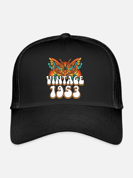 Style Rétro 1953 Femme 70 Ans Anniversaire - Casquette trucker  - noir/noir - Devant