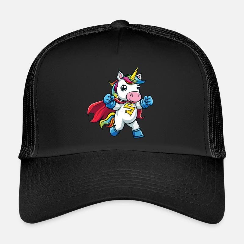 Einhorn Superheld Superkräfte Übernatürlich Comic - Trucker Cap - Schwarz/Schwarz