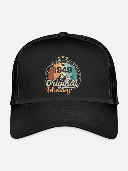 Les Légendes Nées En Février 1949 Cadeau 75 Ans - Casquette trucker  - noir/noir - Devant