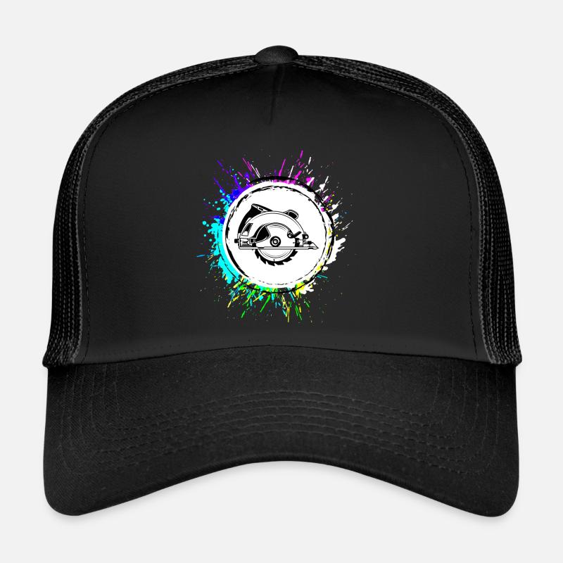 Hand Circular Saw Symbol Silhouette Trucker Cap