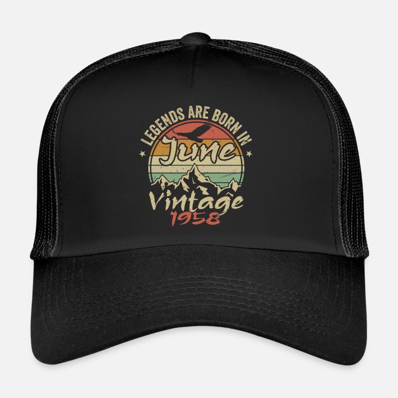 Geburtstag Juni 1958 geboren im Juni 1958 Retro 1958 - Trucker Cap - Schwarz/Schwarz