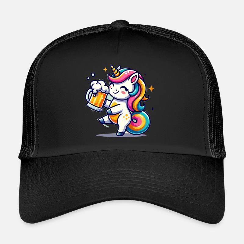 Cute Unicorn Drinking Beer Trucker Cap