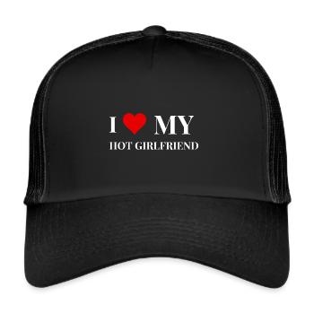 I love my hot Girlfriend Present - Trucker Cap - black/black - Front