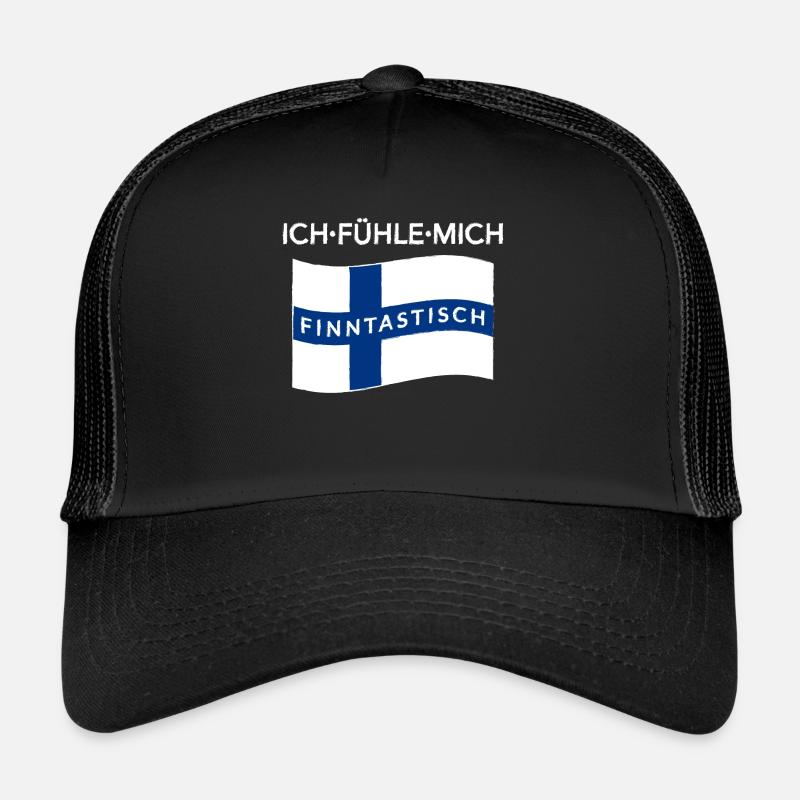 Finnland Finntastisch Suomi Helsinki Geschenk - Trucker Cap - Schwarz/Schwarz