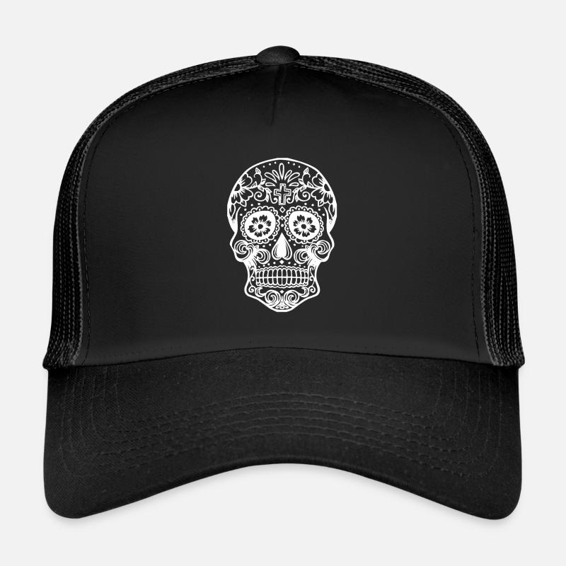 Mexiko Dia de Muertos Totenkopf Geschenk - Trucker Cap - Schwarz/Schwarz