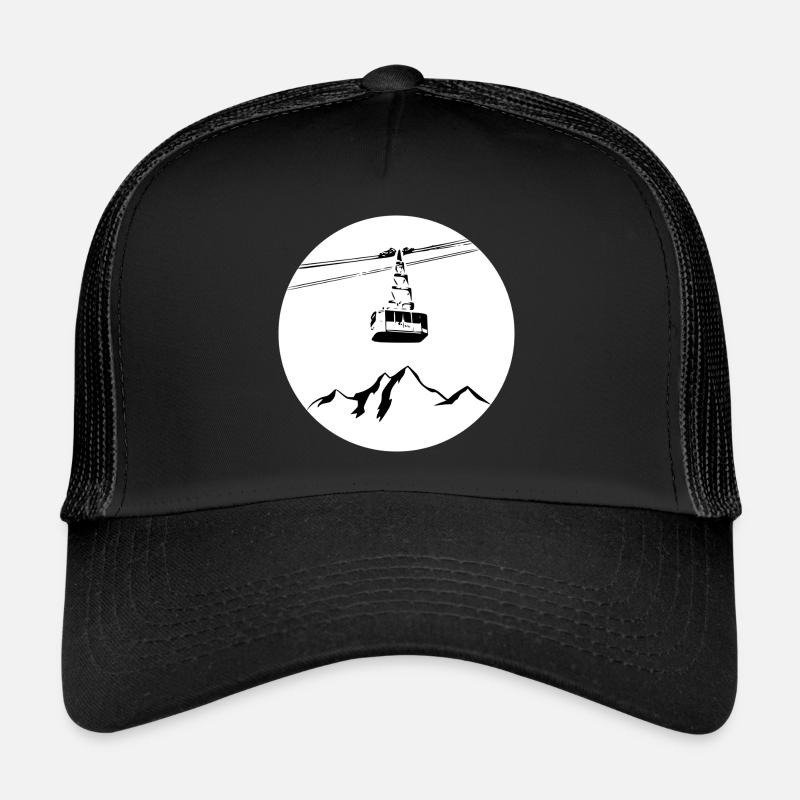 Mountain with gondola black Trucker Cap