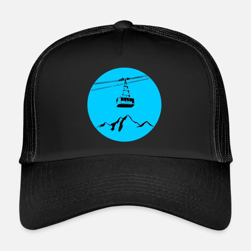 Berg mit Gondel blau schwarz Trucker Cap