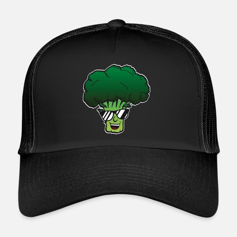 Broccoli mit Sonnenbrille - Trucker Cap - Schwarz/Schwarz