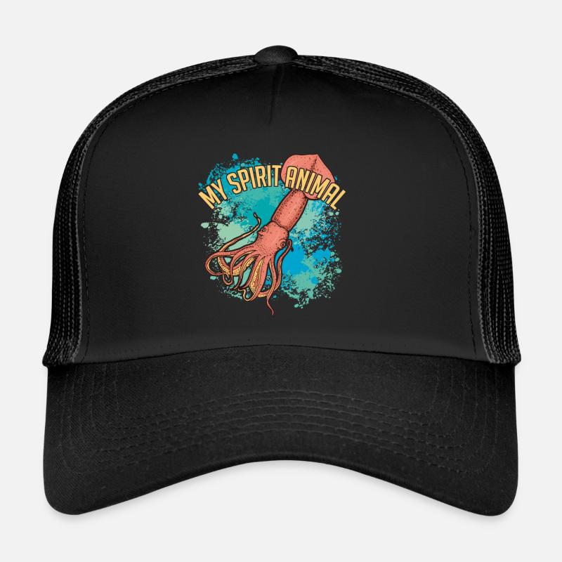 Kalmar Riesenkalmar auf bunten Farbklecksen Trucker Cap