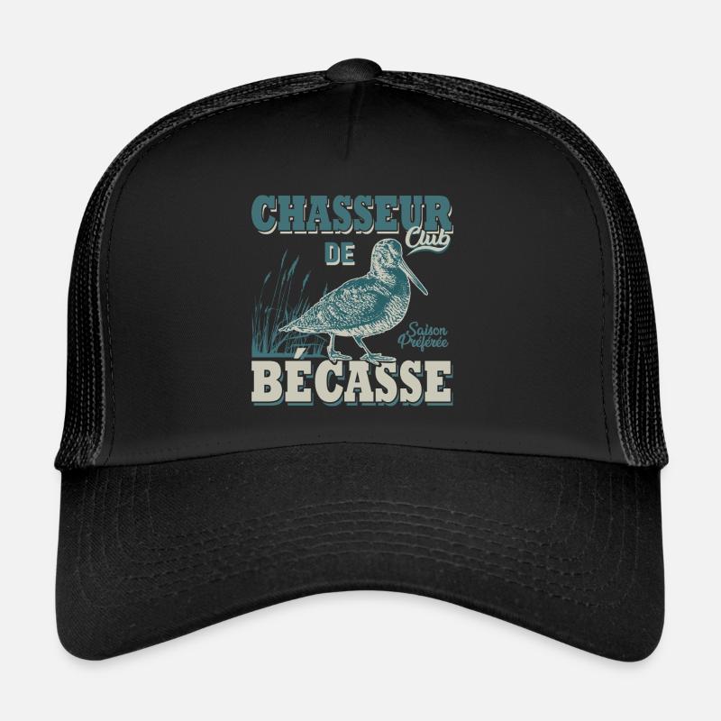 Chasseur de bécasse cadeau cool chasse chasser - Casquette trucker  - noir/noir