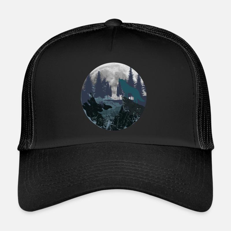 Mountain Wolf Moon - Trucker Cap - black/black