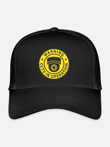 Les caméras de sécurité utilisées symbolisent l’icône. Vidéosurveillance fixe - Casquette trucker  - noir/noir - Devant