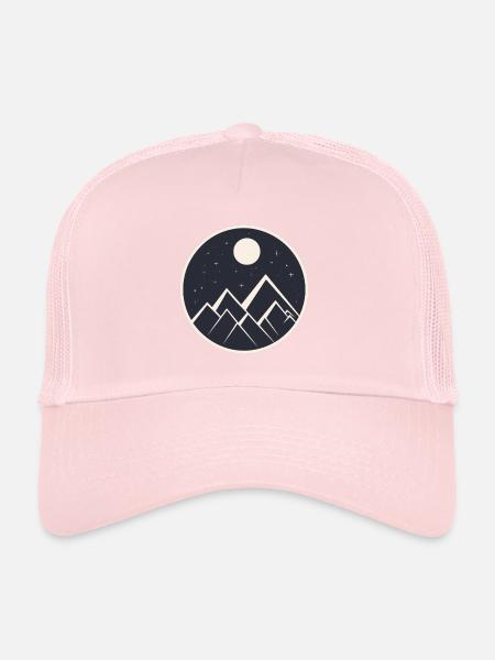 logo de montagne dans la nuit étoilée - Casquette trucker  - rose pâle - Devant