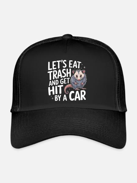 Opossum Possum Animal - Trucker Cap - black/black - Front