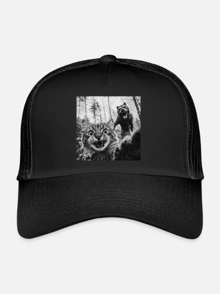 Humour Loup-Garou Selfie Chat - Casquette trucker  - noir/noir - Devant