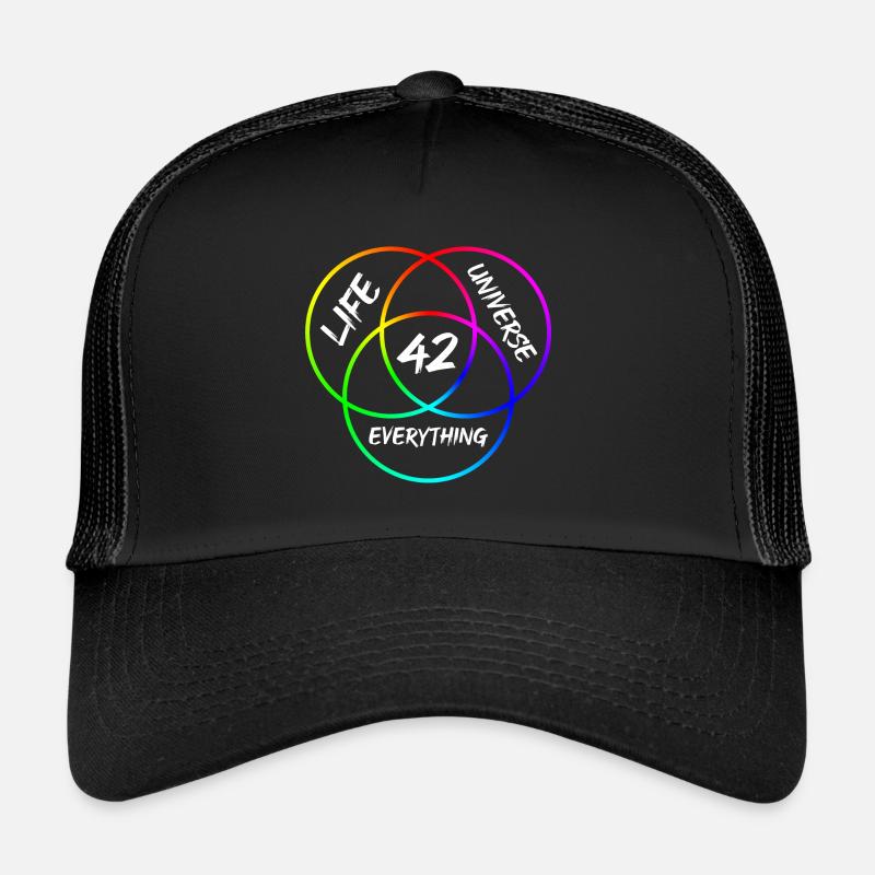 Antwort 42 - Trucker Cap - Schwarz/Schwarz