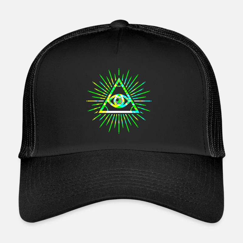 Illuminati all seeing eye green 3d Trucker Cap