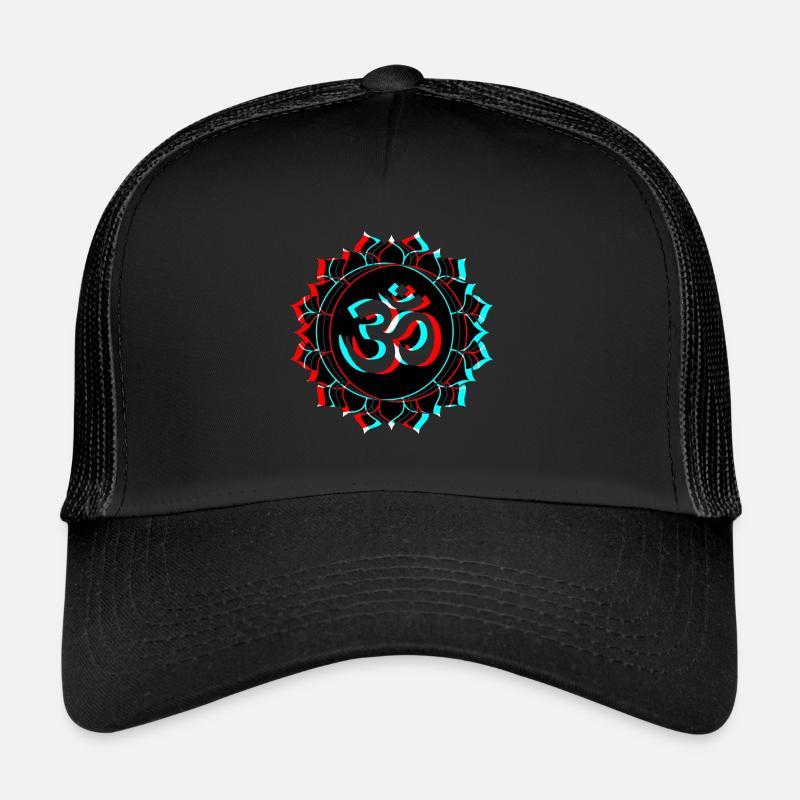 Om Goa 3d Effect Schriftzug Lotus Blume Trucker Cap