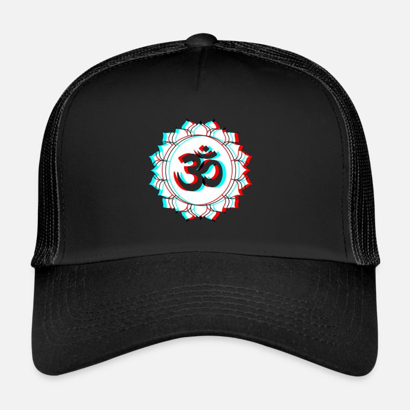 Om Goa 3d Effect Schriftzug Lotus Blume Trucker Cap