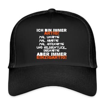 Lustiger Spruch zu Einzigartig cooles Geschenk - Trucker Cap - Schwarz/Schwarz - Vorne