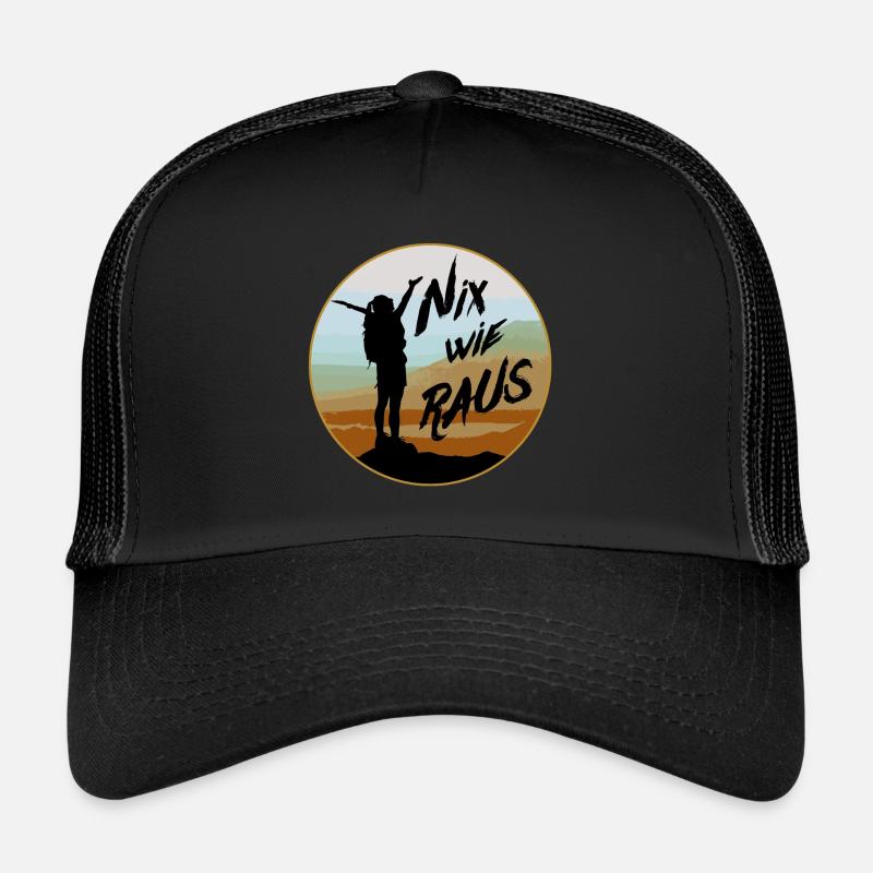 Klettern Wandern Nix wie raus - Trucker Cap - Schwarz/Schwarz