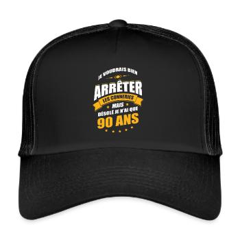 JE N'AI QUE 93 ANS POUR ARRÊTER LES CONNERIES - Casquette trucker  - noir/noir - Devant