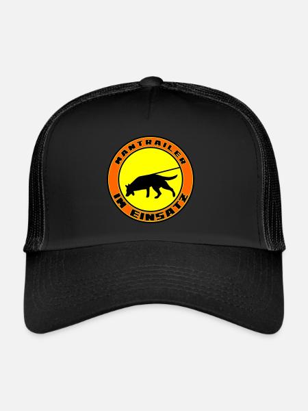 Mantrailing Malinois/Schäferhund rund - Trucker Cap - Schwarz/Schwarz - Vorne