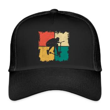 Stunt Scooter Roller Junge Retro - Trucker Cap - Schwarz/Schwarz - Vorne