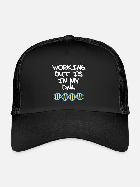 Faire de l’exercice est dans ma citation de fitness ADN - Casquette trucker  - noir/noir - Devant