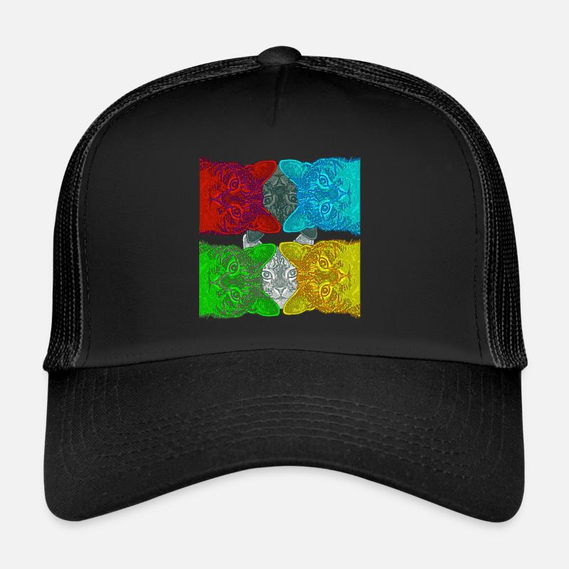 Colourful Cats (Pop Art) designed by HeiArts - Trucker Cap - Schwarz/Schwarz