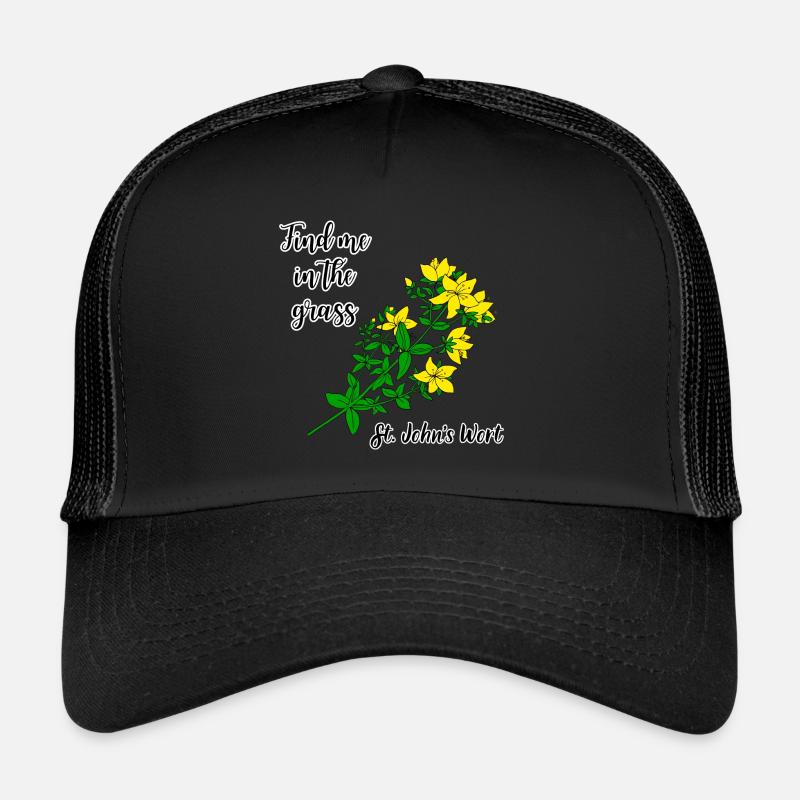 Trouvez-moi dans l’herbe... Millepertuis - Casquette trucker  - noir/noir